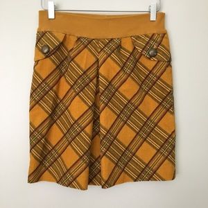 Plaid Gold Corduroy Skirt